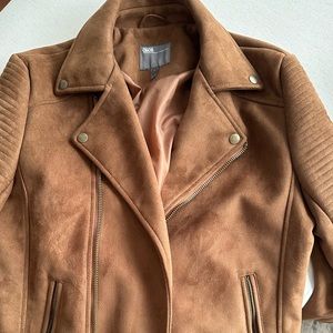 ASOS Faux Suede Biker Jacket - Tan